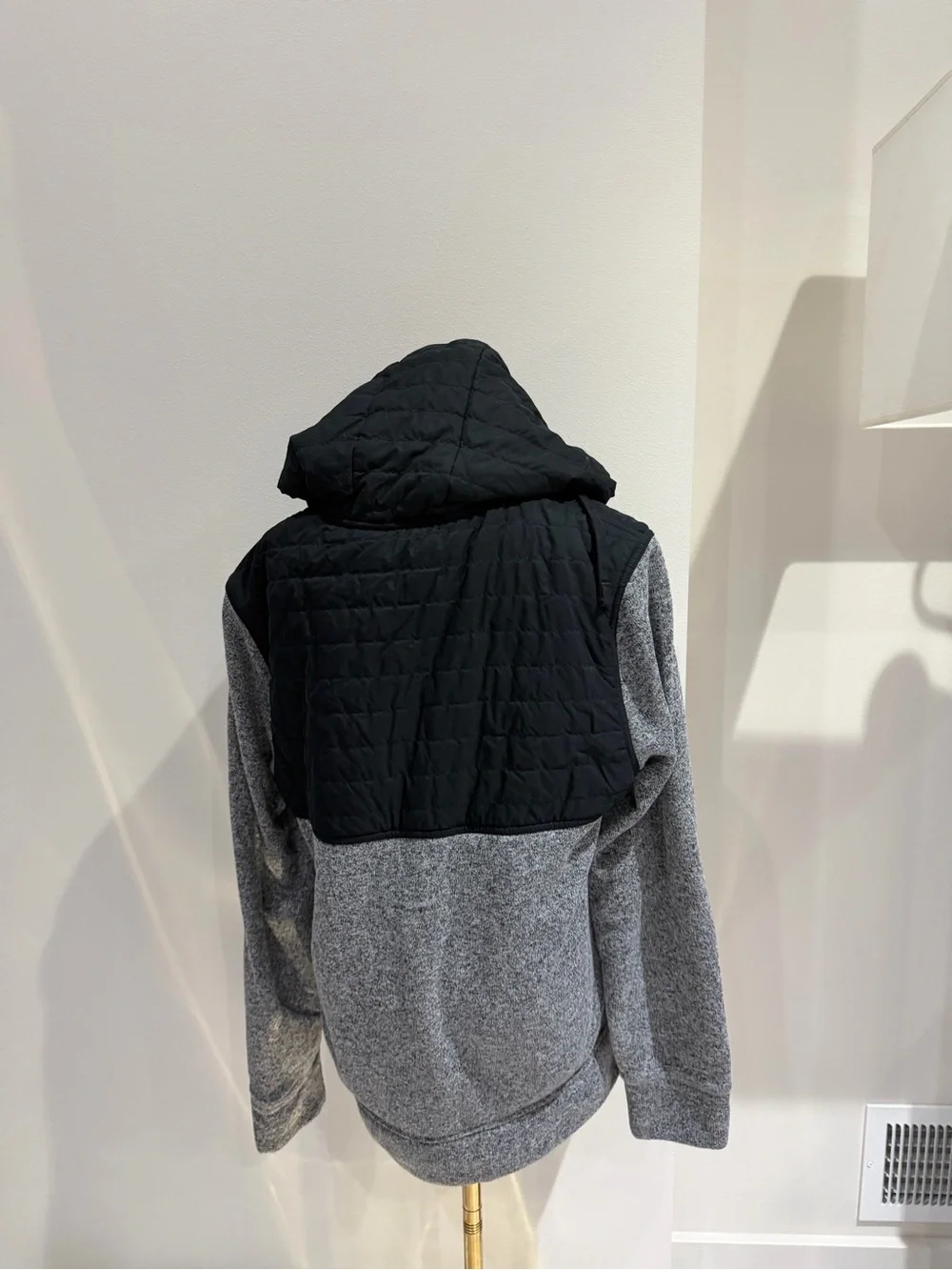 Banana Republic Grey and Black Hooded Mixed-Material Jacket